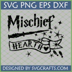 Harry Potter Inspired Mischief Hearth SVG with wand, stars, and footprints for Cricut and digital crafting