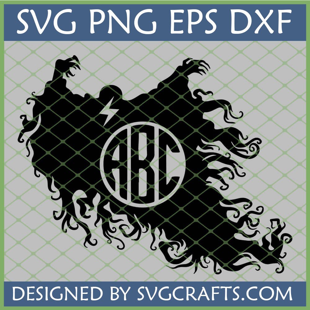 Wizard Dementor Monogram SVG with Lightning Bolt for Personalized Crafts
