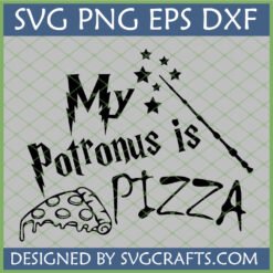 My Patronus is Pizza SVG, PNG, EPS, DXF digital download with a magic wand and pizza slice