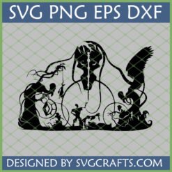 Hades Game SVG design with Zagreus, Hades, and Cerberus silhouettes for Cricut and sublimation crafts.