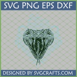 Fierce Tribal Snake Head SVG Design with fangs and forked tongue for Cricut and Sublimation