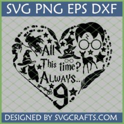 Harry Potter Always SVG Heart Silhouette Digital File with Iconic Wizarding World Elements