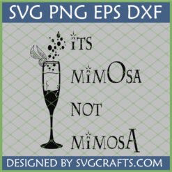 Funny Mimosa Not Mimos SVG design featuring a champagne flute with bubbles and text, ideal for Cricut and sublimation crafts.