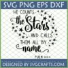 He Counts The Stars SVG design with Psalm 147:4 and celestial stars