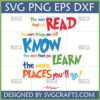 Colorful Dr. Seuss 'The More You Read' Quote SVG design for Cricut and teachers