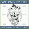 Detailed black and white See No Evil Skull SVG design with hands covering eyes, mouth, and ears, in a tattoo art style.
