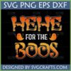 Funny Hehe For The Boos SVG digital design with cute orange ghosts and drippy orange text for Halloween crafts