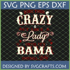 "Hide Your Crazy Bama Football" SVG design with football helmets, perfect for Alabama Crimson Tide fans and Cricut projects.