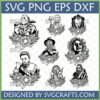 Horror Movie Character Sunflower SVG Bundle featuring Jason, Freddy, Michael, Pennywise, Beetlejuice, Chucky, Ghostface, Sam for Halloween crafts by SVGcrafts