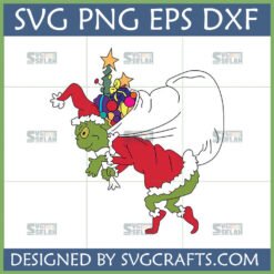 Funny Grinch Santa with Gifts SVG for Christmas crafts and apparel