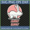 Cute Hunny Bunny SVG design for Cricut and sublimation, featuring a white rabbit with pink outline and 'Hunny Bunny' text.
