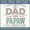 Dad Papaw SVG PNG EPS DXF digital design with text 'I Have Two Titles Dad And Papaw And I Rock Them Both' in rustic style for Cricut and sublimation.