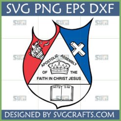 Apostolic Assembly of the Faith in Christ Jesus emblem SVG with flaming torch, cross, crown, and Acts 2:38 scripture