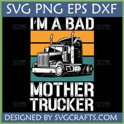 Funny Mother Trucker SVG design featuring a semi-truck graphic and bold retro text, perfect for Cricut and sublimation projects.