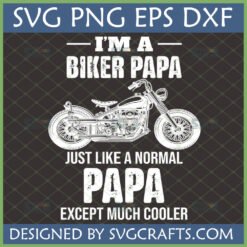 Biker Papa SVG Design with classic motorcycle graphic for cool dads