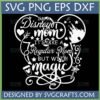 Magical Disney Mom SVG design for Cricut and sublimation, featuring Mickey Mouse ears, Cinderella castle, and 'Regular Mom But With Magic' quote.