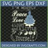 Funny Buddha SVG design with text 'Peace Love & LIGHT and A LITTLE Go F*** Yourself' for Cricut projects