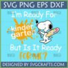 Funny 'I'm Ready For Kindergarten But Is It Ready FOR ME?' SVG featuring a cartoon dog artist with paint palette and brush, on a blue background with an orange paint splash. Perfect for back to school crafts.