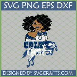 Melanin Colts Fan SVG design featuring an African American woman and Indianapolis Colts logo.