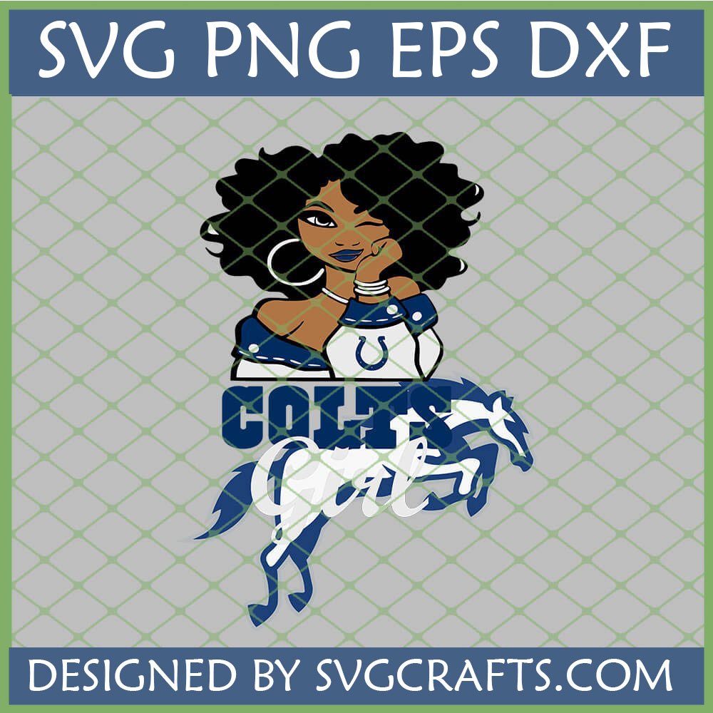 Melanin Colts Fan SVG design featuring an African American woman and Indianapolis Colts logo.