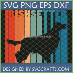 Retro Irish Setter SVG PNG DXF EPS digital file for Cricut and sublimation, featuring a dog silhouette and vintage stripes.