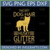 Golden glitter 'This Isn't Dog Hair It's Husky Glitter' SVG design with husky silhouette for Cricut.