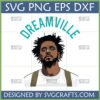 Stylized J Cole portrait with Dreamville text SVG PNG DXF EPS