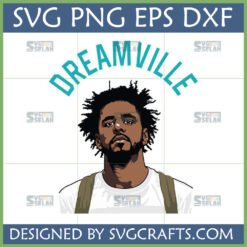 Stylized J Cole portrait with Dreamville text SVG PNG DXF EPS