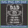 Dad The Man The Myth The Legend SVG Old No 7 inspired design for Father's Day