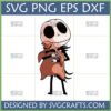 Jack Skellington holding Oogie Boogie in a sack SVG design for crafts