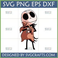 Jack Skellington holding Oogie Boogie in a sack SVG design for crafts