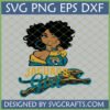 Stylish Jacksonville Jaguars Girl SVG design with winking woman and leaping jaguar logo in teal and gold for Cricut and sublimation.