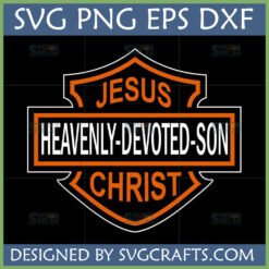 Jesus Heavenly Devoted Son Christ SVG PNG EPS DXF - Christian motorcycle style logo design for faith apparel and crafts