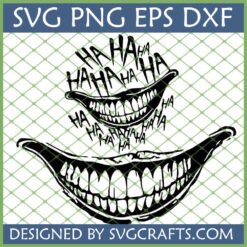 Grungy Joker HAHA SVG design featuring two creepy smiles and chaotic 'HA HA HA' text, perfect for Cricut and Halloween crafts.