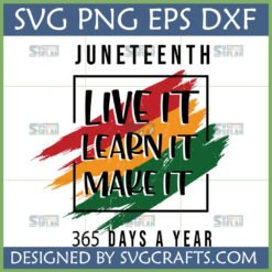 Juneteenth Live It Learn It Make It SVG digital design with Pan-African brushstrokes