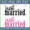 Just Married SVG and Glitter PNG with wedding rings for Cricut and sublimation