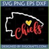 Kansas City Chiefs Missouri SVG digital file with state outline, yellow heart, and red Chiefs script for Cricut and sublimation crafting.