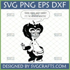 Hormone Monster SVG with Knock Knock quote from Big Mouth for Cricut