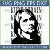 Kurt Cobain SVG design, black and white silhouette portrait for Cricut and sublimation