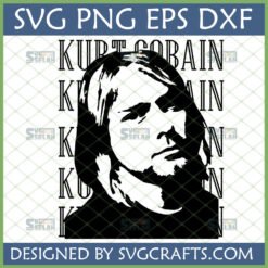 Kurt Cobain SVG design, black and white silhouette portrait for Cricut and sublimation