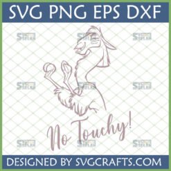 Kuzco No Touchy SVG - Outline of Kuzco the Llama from Emperor's New Groove with 'No Touchy!' text