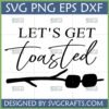 Let's Get Toasted SVG design with marshmallows on a stick for camping and party crafts