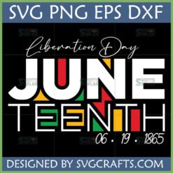 Juneteenth Liberation Day SVG design with June 19 1865 date and Pan-African colors for Cricut and sublimation.
