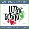Let's Get Lit Christmas SVG design with red and green holiday lights
