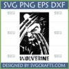 Distressed black and white Wolverine SVG design with claws extended for Cricut and crafting