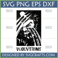 Distressed black and white Wolverine SVG design with claws extended for Cricut and crafting