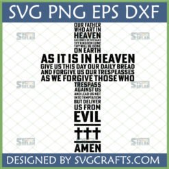 Lord's Prayer Cross SVG for Cricut and Silhouette, Our Father Prayer Digital Download