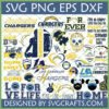 A collection of Los Angeles Chargers SVG designs including logos, helmets, footballs, and fan sayings for Cricut and Silhouette crafting.