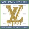 LV Drip Glitter SVG - Gold Monogram Digital File for Cricut and Sublimation