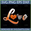 Basketball Love SVG design with a heart basketball and basketball hoop, perfect for sports fans and crafters.